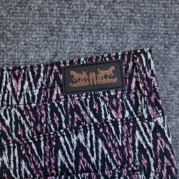 Levi's Mid Rise Skinny Jeans Cotton Stretch Fabric 14 W32 Black Tab Pink Pattern - Picture 10 of 16